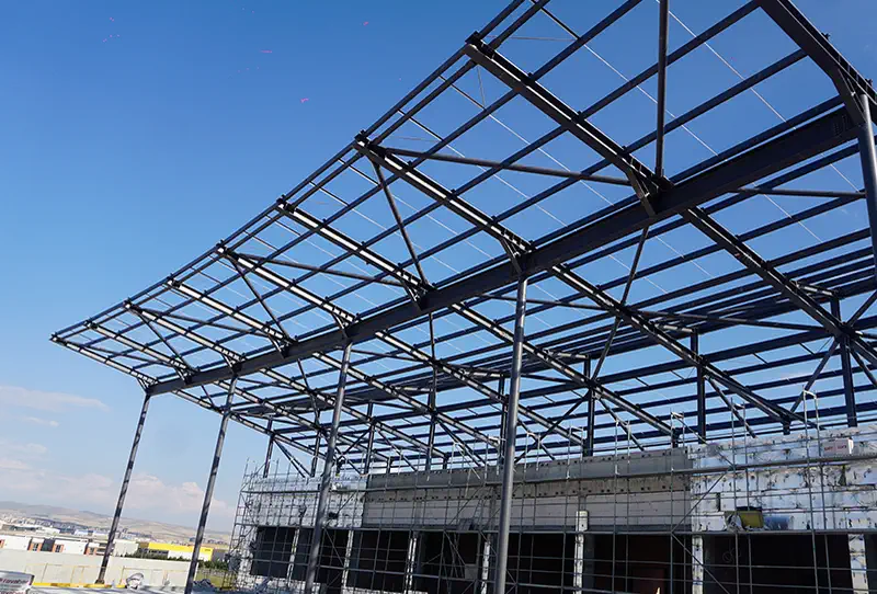 Aselsan fabrika projesinde çelik çatı iskeleti